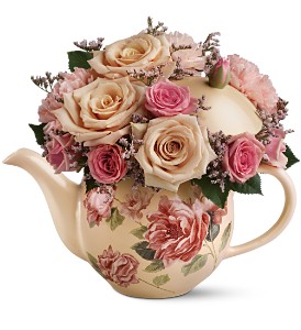 Teleflora's Victorian Teapot Bouquet in Preston MD, The Garden Basket