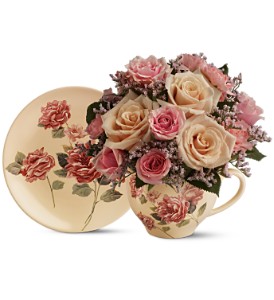 Teleflora's Victorian Teacup Bouquet in Preston MD, The Garden Basket