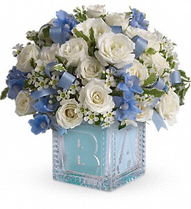 Baby's First Block by Teleflora - Blue in Preston MD, The Garden Basket