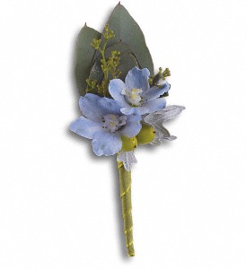 Hero's Blue Boutonniere in Preston MD, The Garden Basket