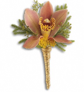 Sunset Orchid Boutonniere in Preston MD, The Garden Basket