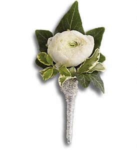 Blissful White Boutonniere in Preston MD, The Garden Basket