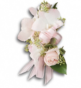 Beautiful Blush Corsage in Preston MD, The Garden Basket