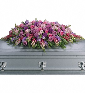 Lavender Tribute Casket Spray in Preston MD, The Garden Basket
