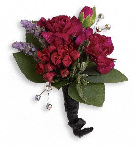 Red Carpet Romance Boutonniere in Preston MD, The Garden Basket