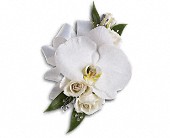 White Orchid and Rose Corsage in Preston MD, The Garden Basket