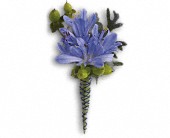 Bold and Blue Boutonniere in Preston MD, The Garden Basket