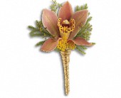 Sunset Orchid Boutonniere in Preston MD, The Garden Basket