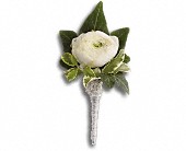 Blissful White Boutonniere in Preston MD, The Garden Basket